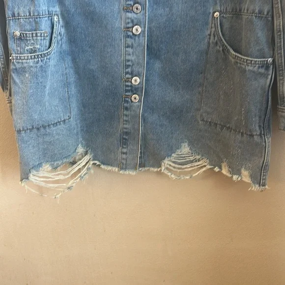 VEVERET Jean Jacket Button Down Western Distressed Women Size Small - Picture 5 of 12